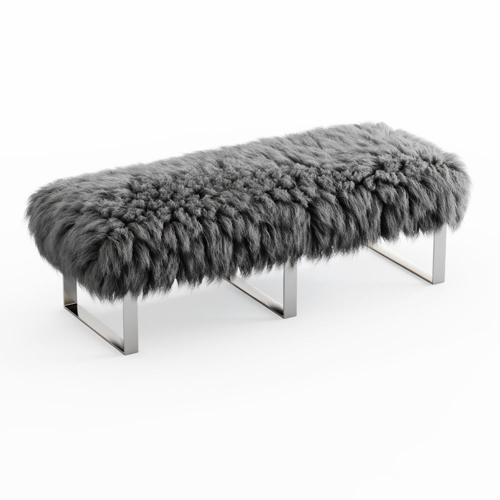 Mongolian Fur Gray Bench