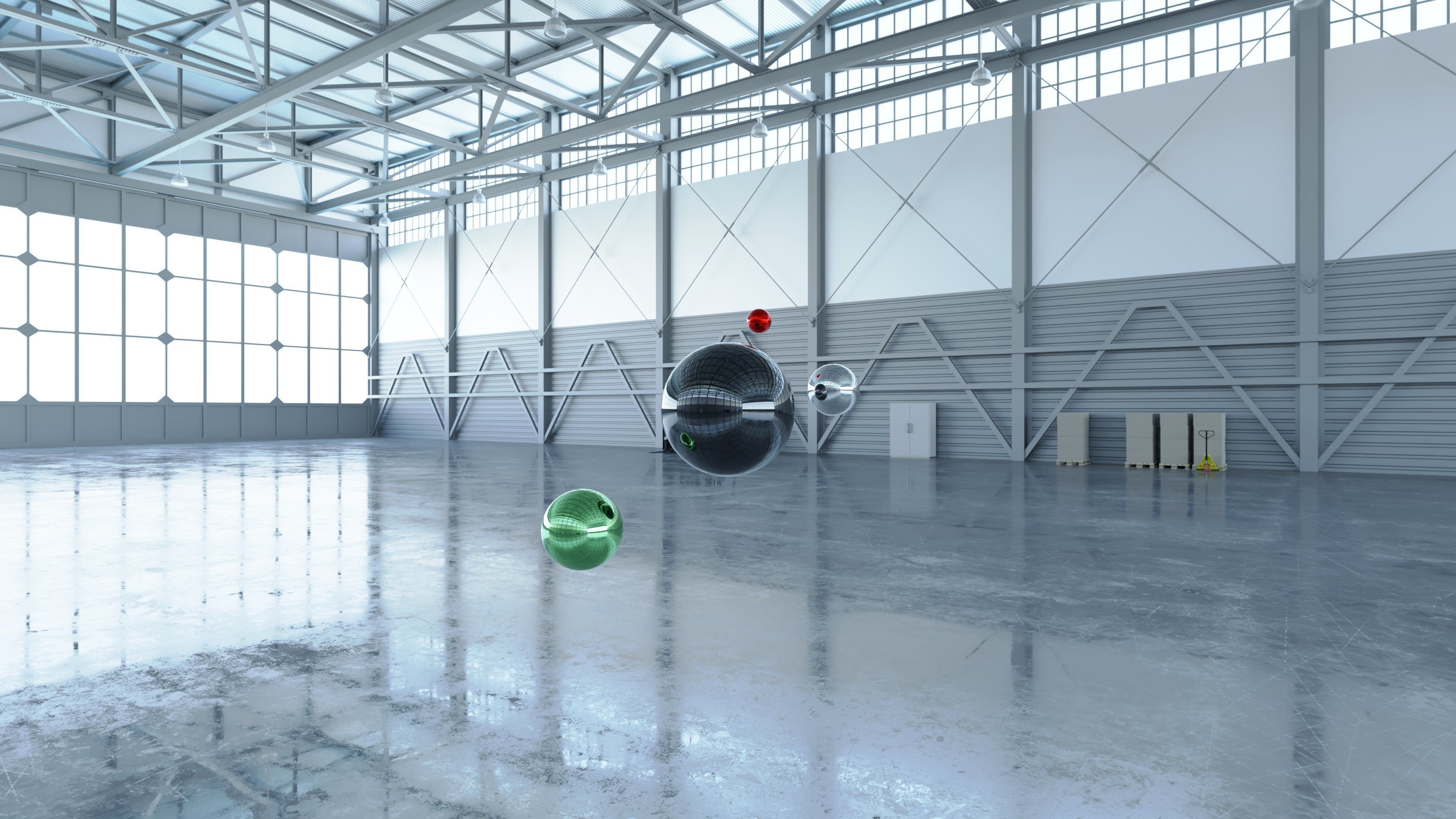 Texture HDRI Airplane Hangar Interior 4 16384x8192 VR / AR / low