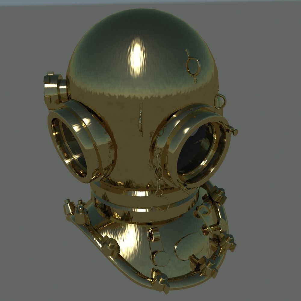 Low Poly Vintage Diving Helmet 3D model CGTrader