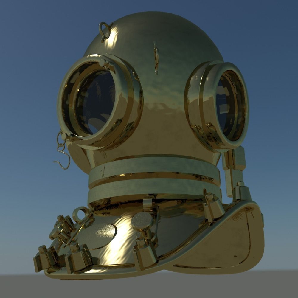 Low Poly Vintage Diving Helmet 3D model CGTrader