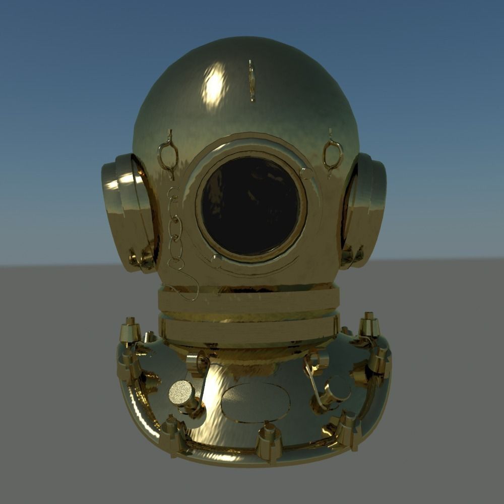 Low Poly Vintage Diving Helmet 3D model CGTrader