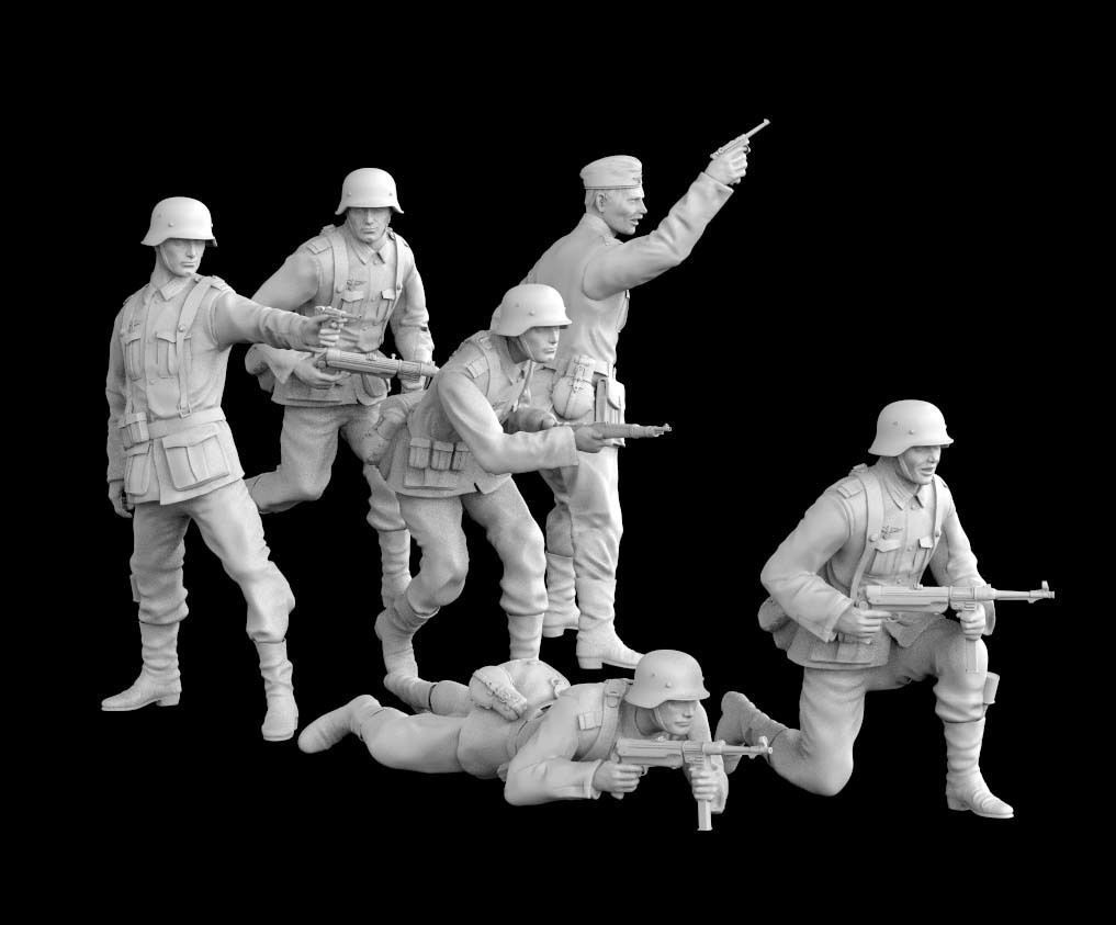 German officer and German soldiers