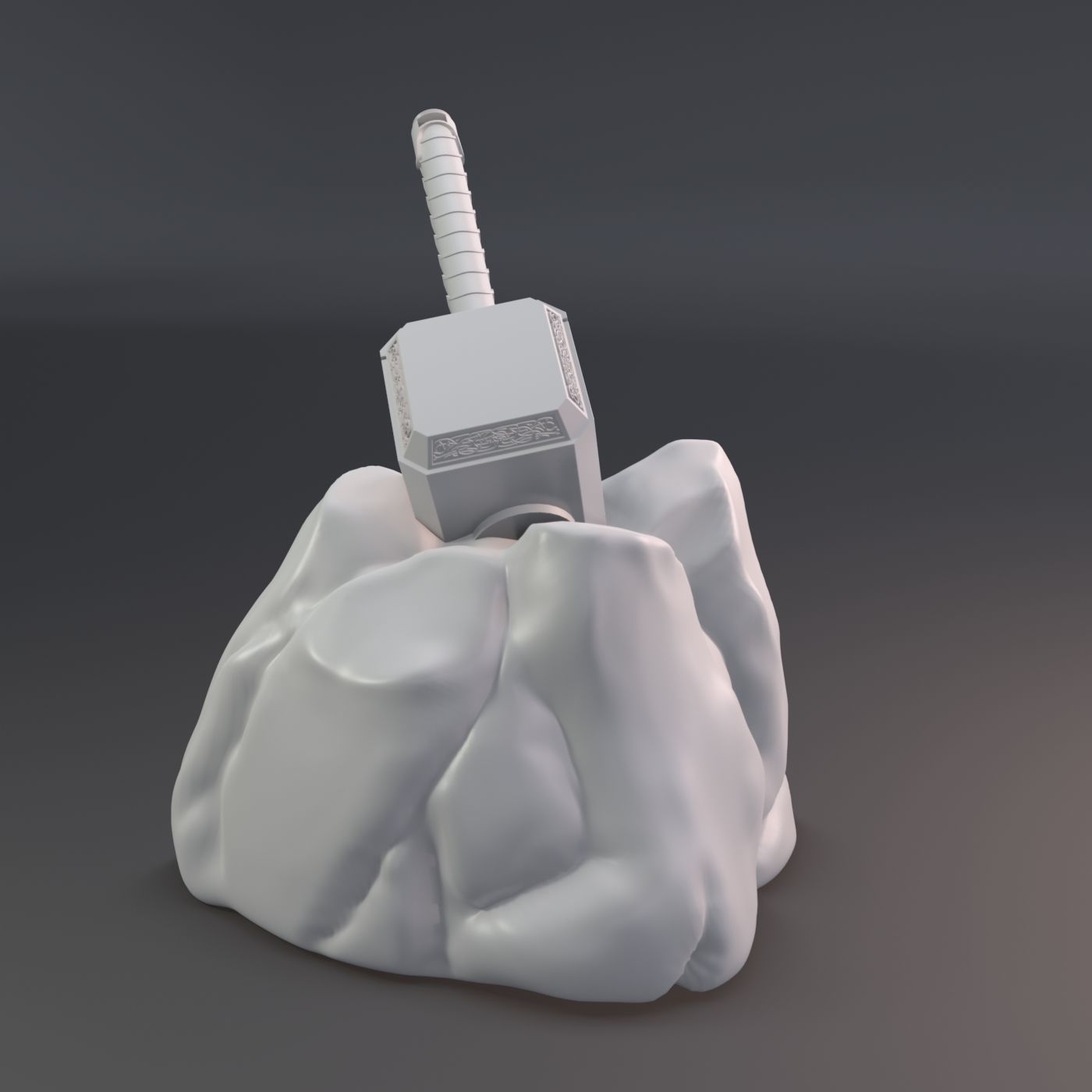 Thor hammer in stone 3D model 3D printable CGTrader