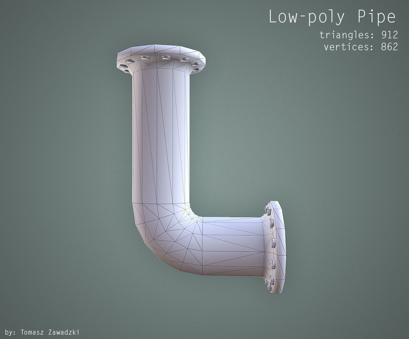 3D model Curved Pipe Low Poly VR / AR / lowpoly OBJ BLEND