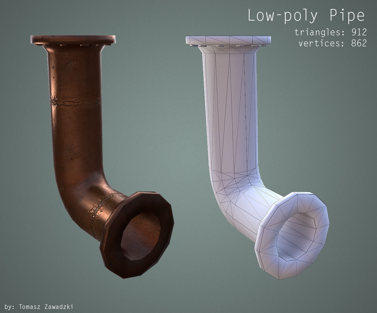 3D model Curved Pipe Low Poly VR / AR / lowpoly OBJ BLEND