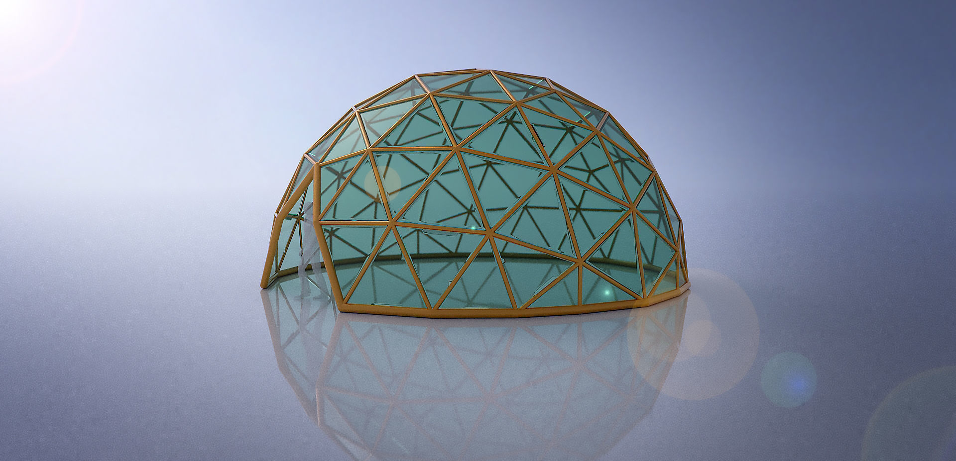 Large dome with glass panels and entry 3d DOME