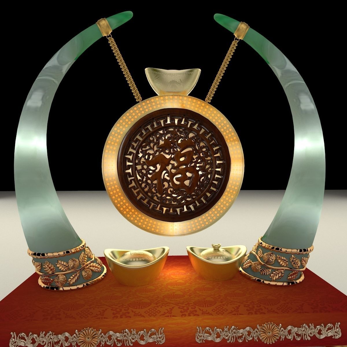 Chinese Yuanbao With Fu And Drag Carving Pattern 3d Model Chinese Yuanbao With Fu And Drag Carving Pattern 3d Model