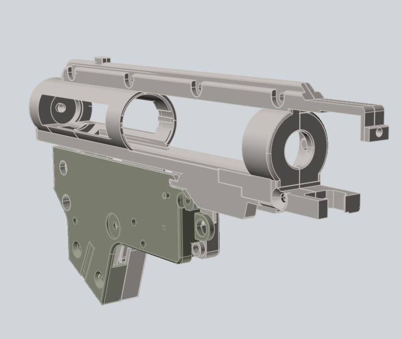 3D print model GEARBOX v2 only for HPA AIRSOFT GUNS PROWIN