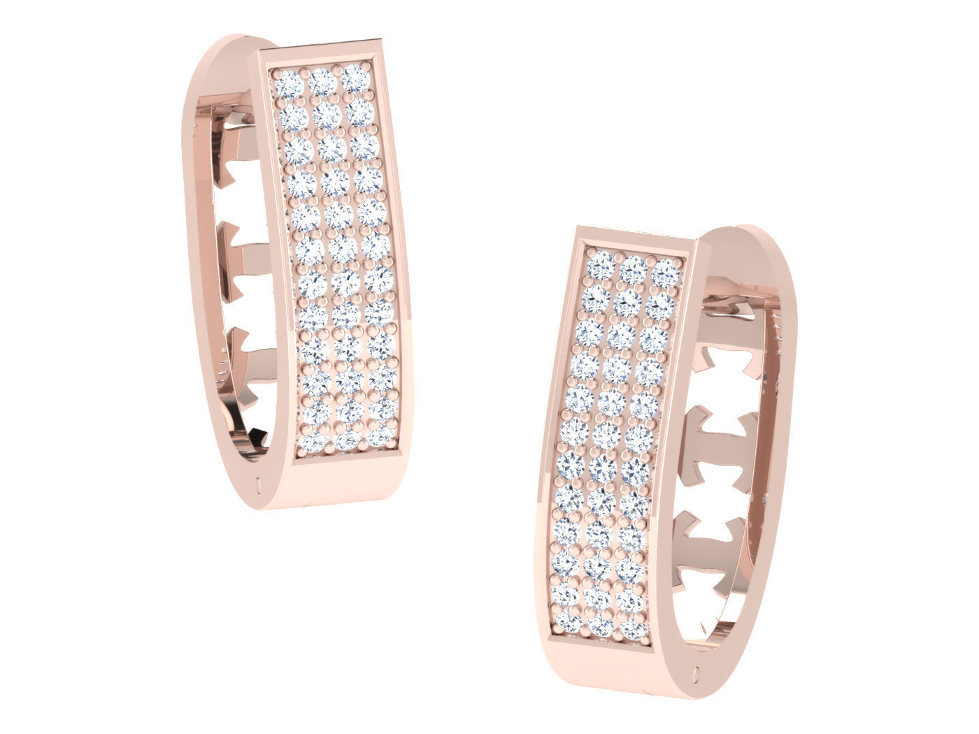 Women hoop huggie Earrings 3dm stl render detail