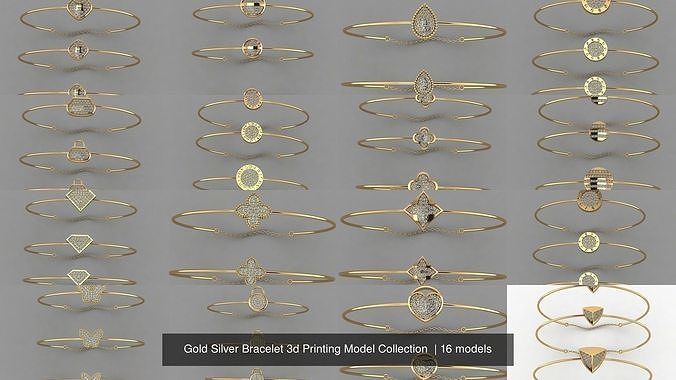 Gold Silver Bracelet 3d Printing Model Collection