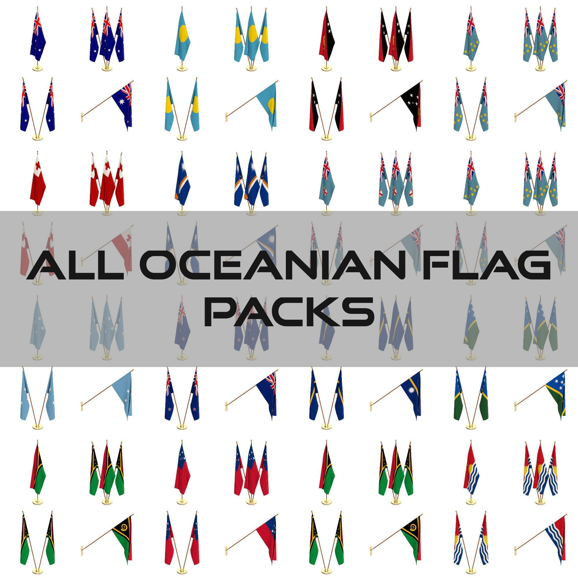 All Oceanian Flag Packs 3D model