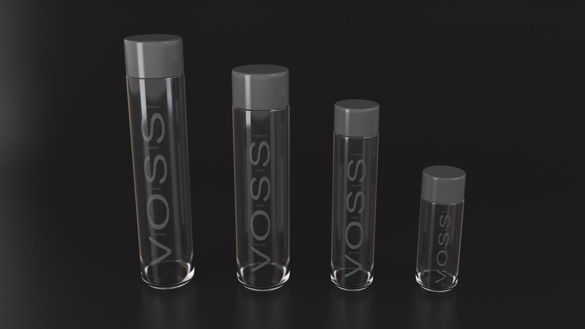Voss Artesian Still Water Four Size Bottles 3D model