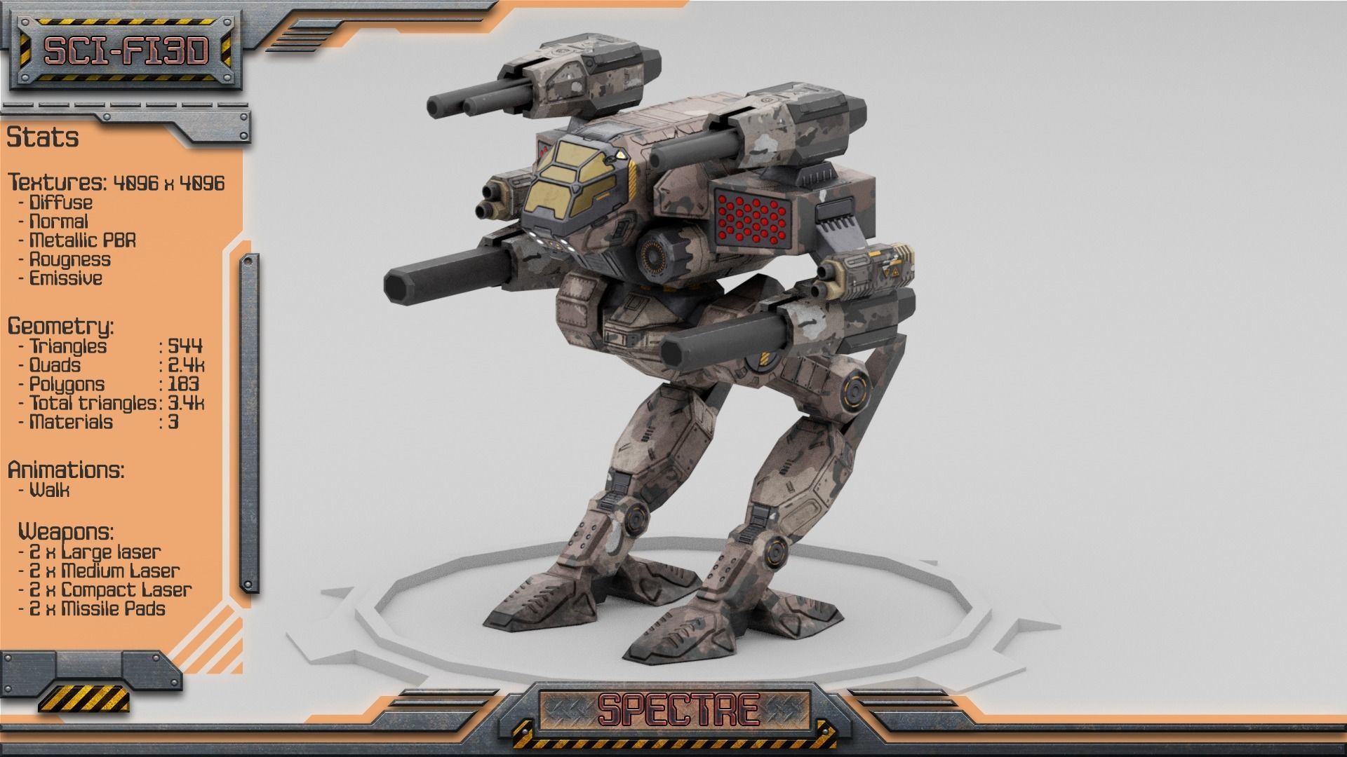 3D model Spectre BattleMech VR / AR / low-poly | CGTrader