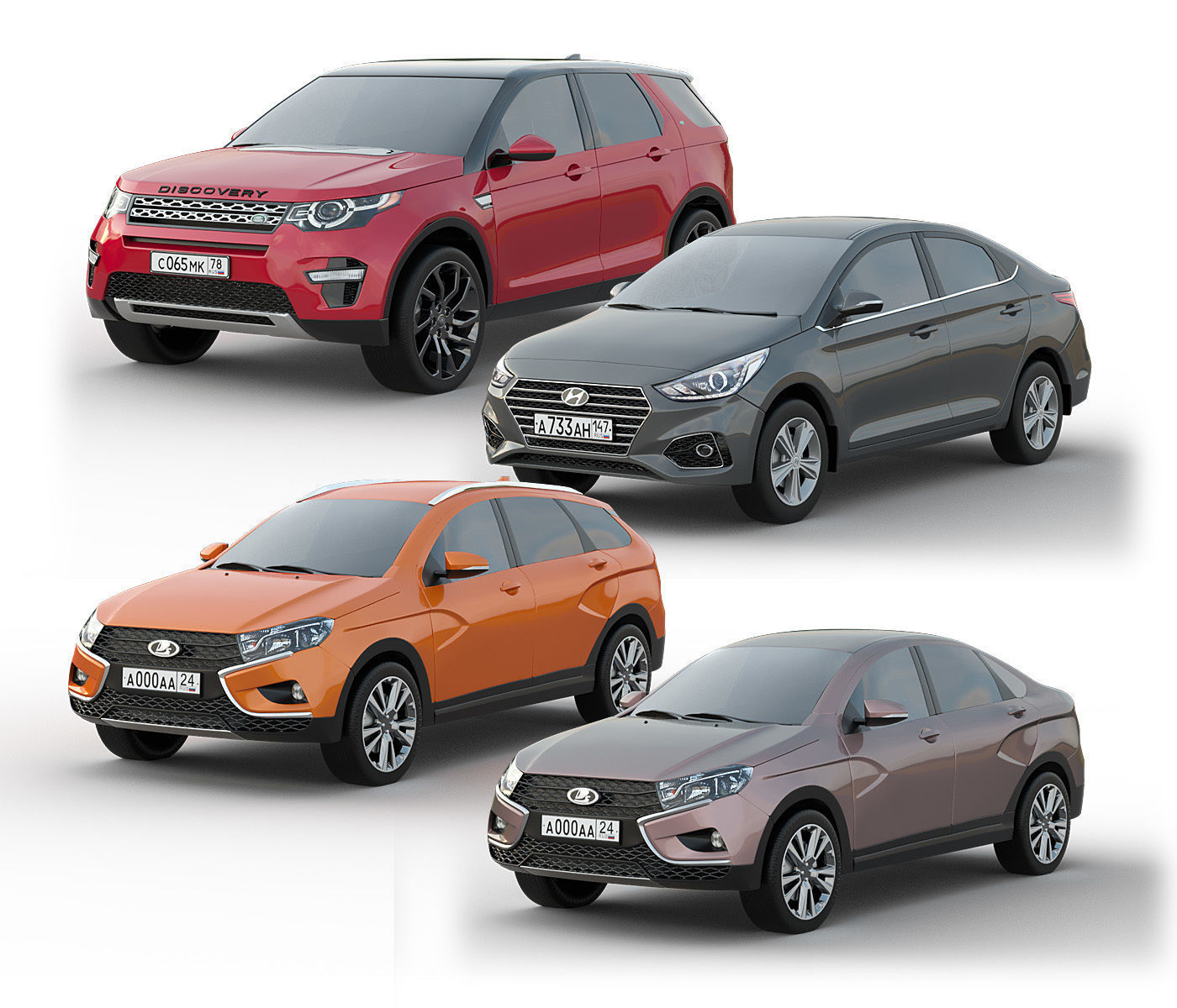 Set of cars for parking