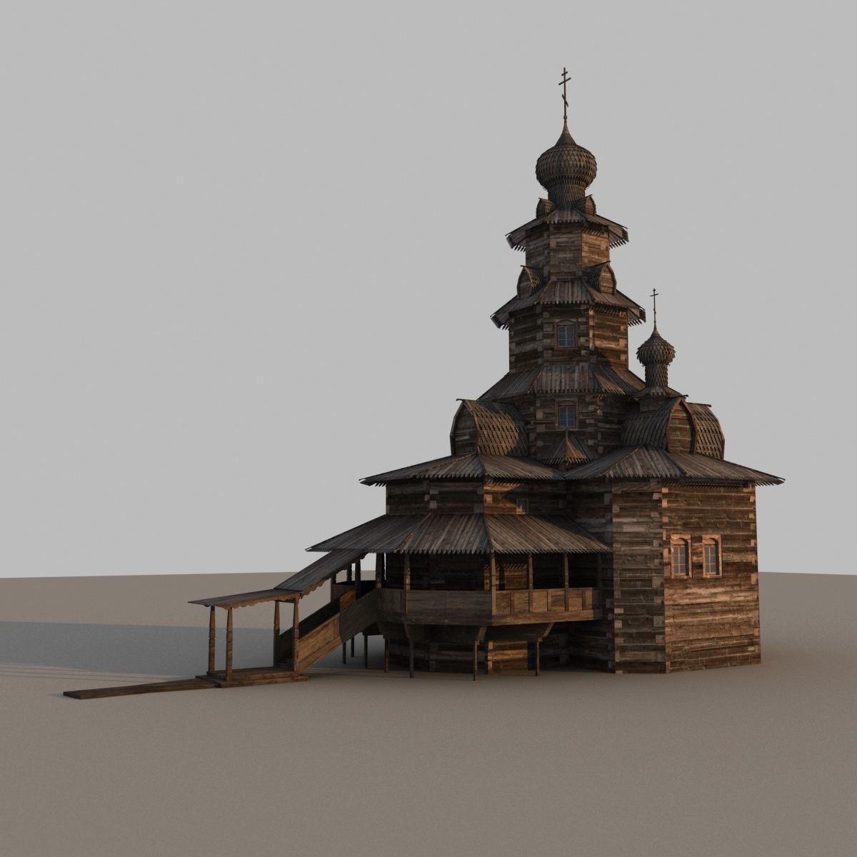 Russian wooden church in Suzdal town 3D model