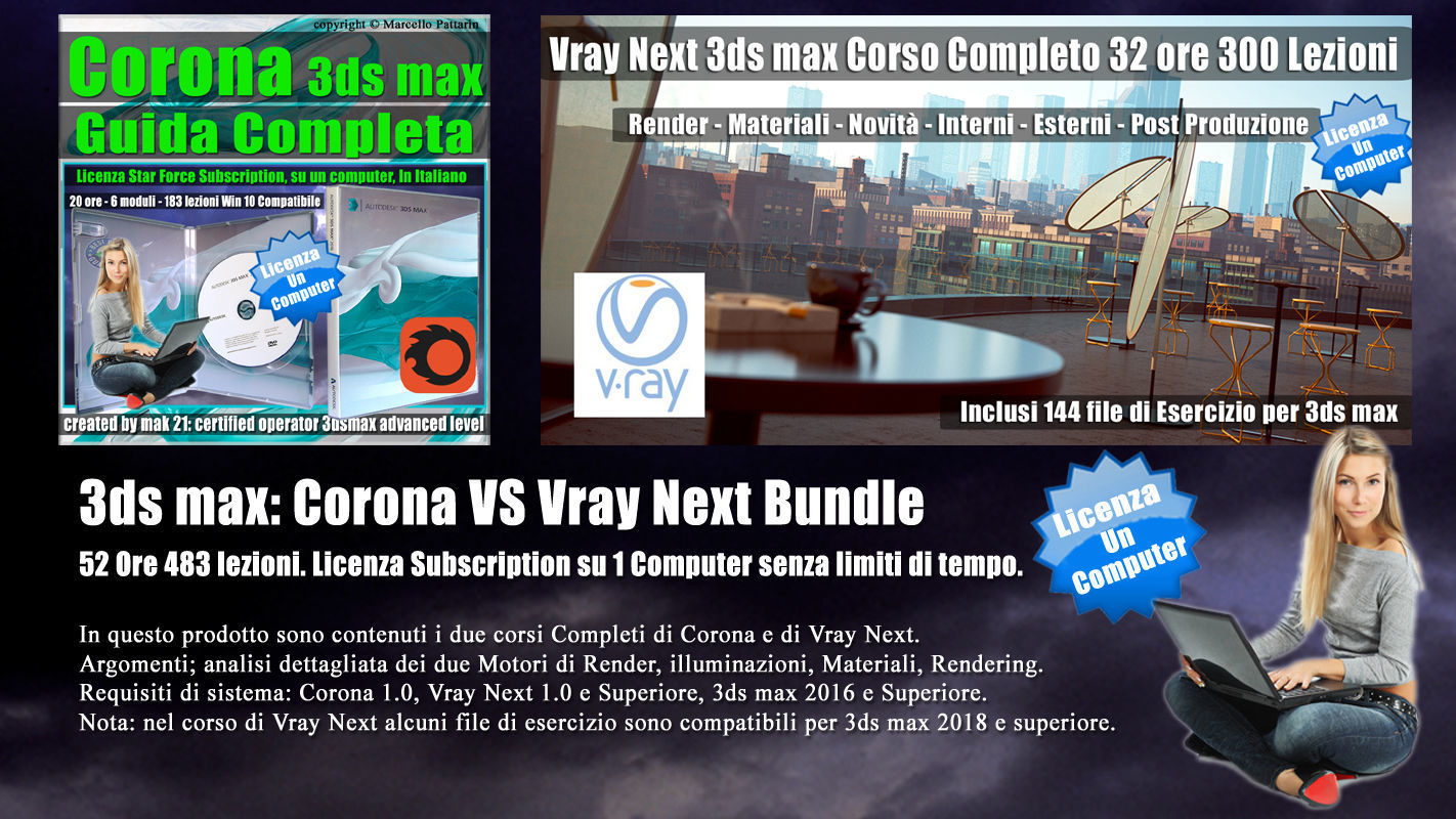 3ds max Corona VS Vray Next Bundle Subscription un Computer