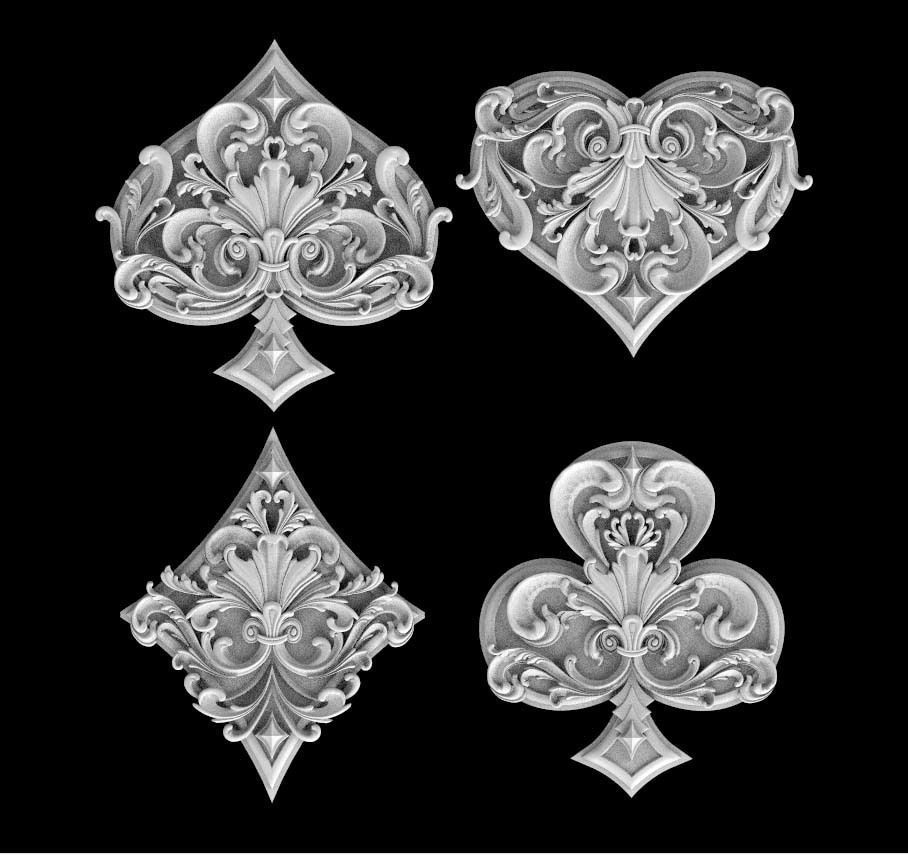 spades clubs hearts diamonds 3D model 3D printable CGTrader