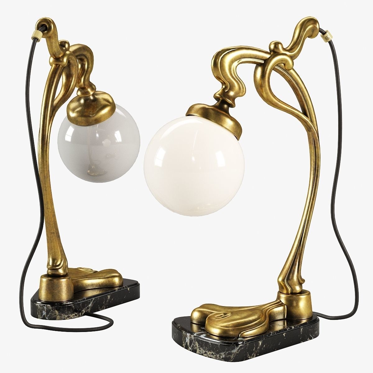 Vintage Gilt Bronze Art Nouveau Desk Lamp