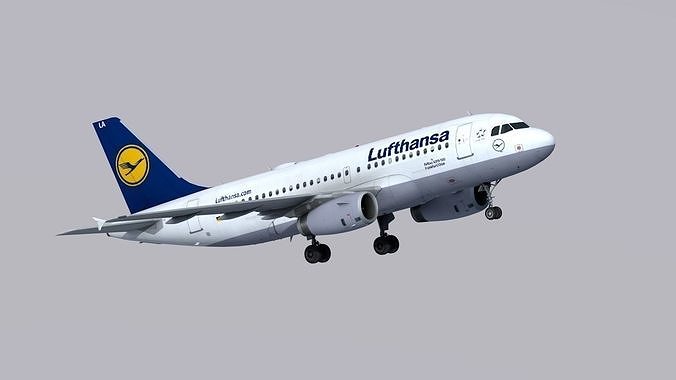 Airbus A319 Lufthansa Low-poly 3D model