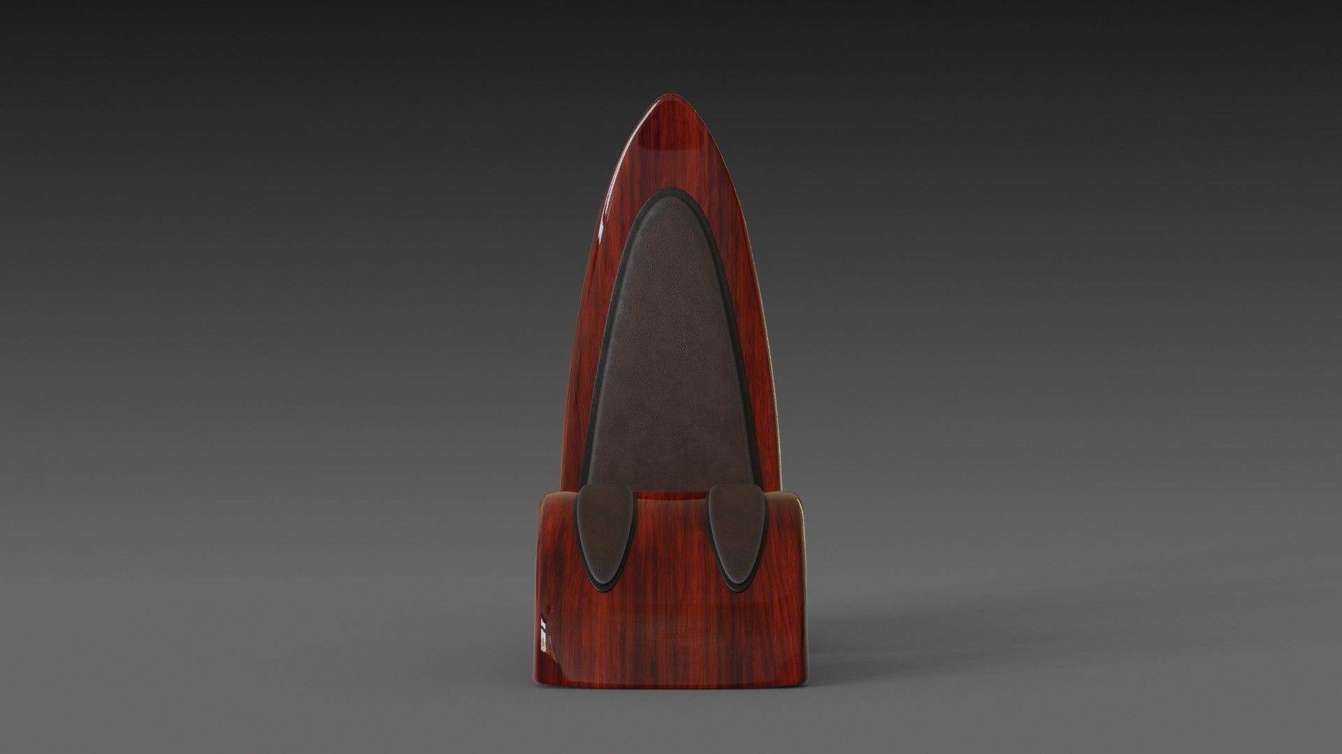 Wooden red chair with dark shiny leather