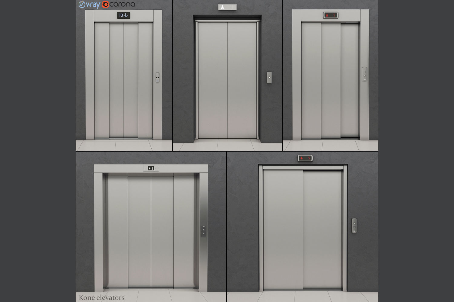 Set of doors for elevators Kone 3D model CGTrader