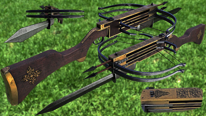3d Model Double Shot Crossbow Vr Ar Low Poly Cgtrader