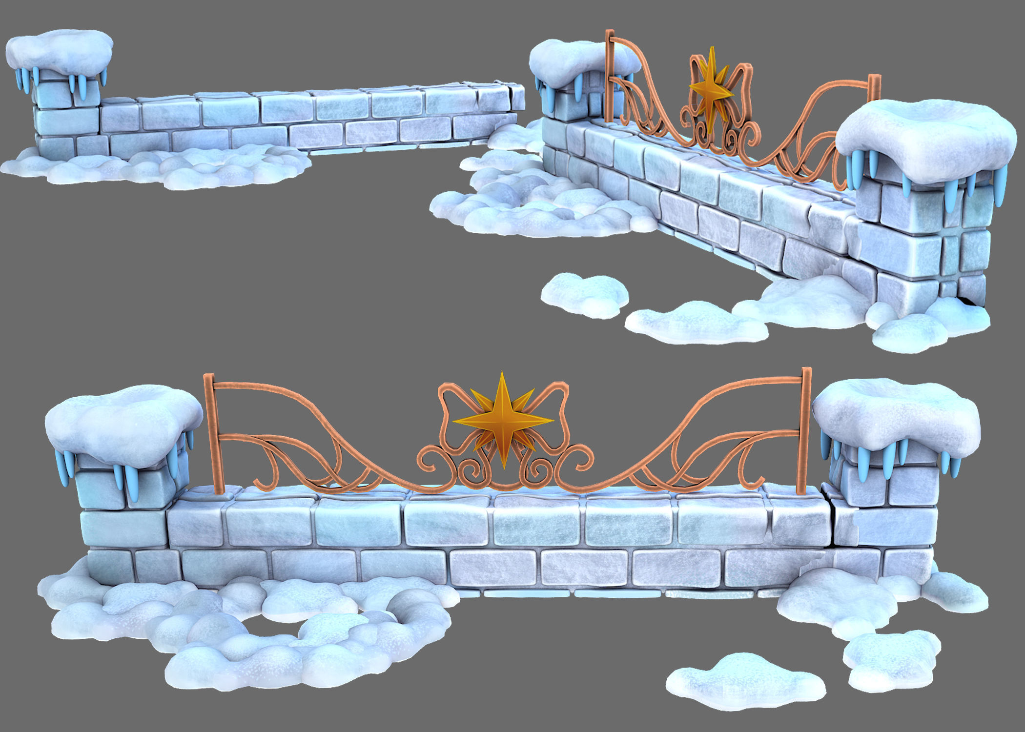 snow ice fence 3D model