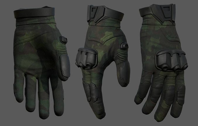 3D model Gloves military combat soldier armor scifi fantasy VR / AR ...