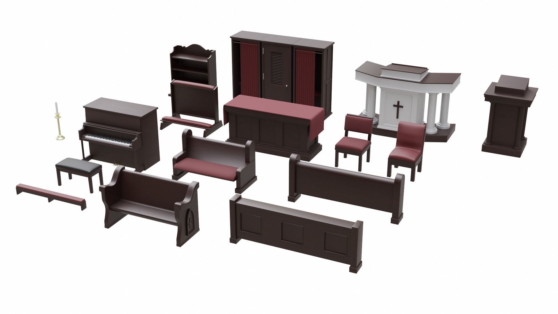 gameready Church Furniture Asset Collection CGTrader