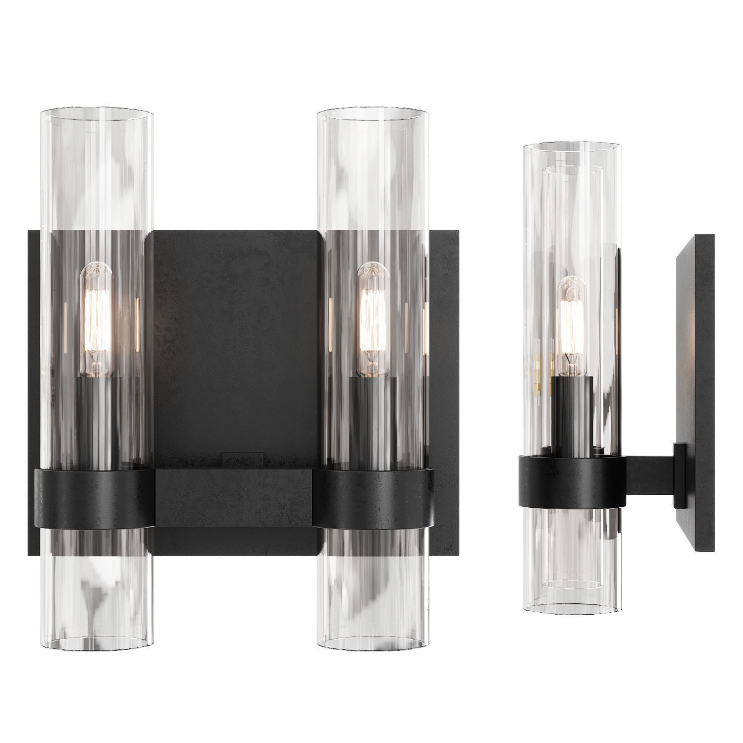 Restoration Hardware RAVELLE DOUBLE SCONCE Black 3D model CGTrader