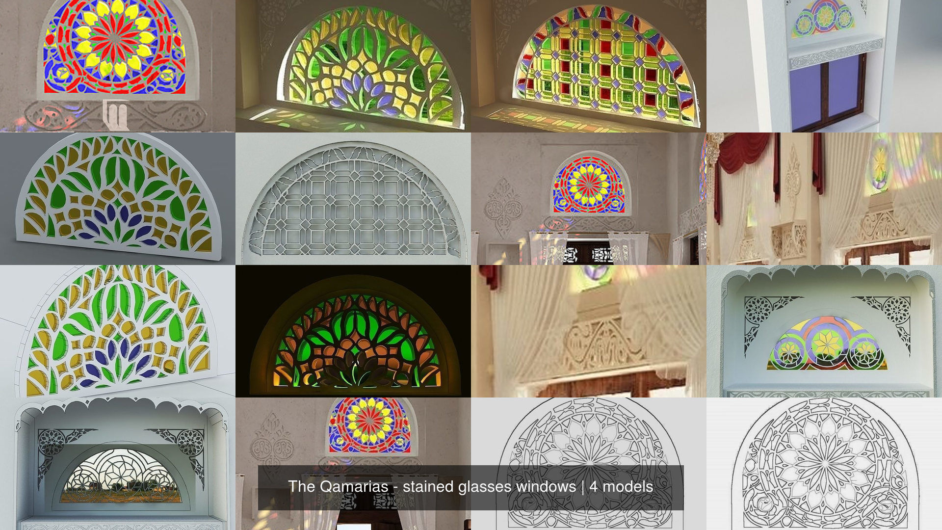 3D Model Collection The Qamarias stained glasses windows VR / AR