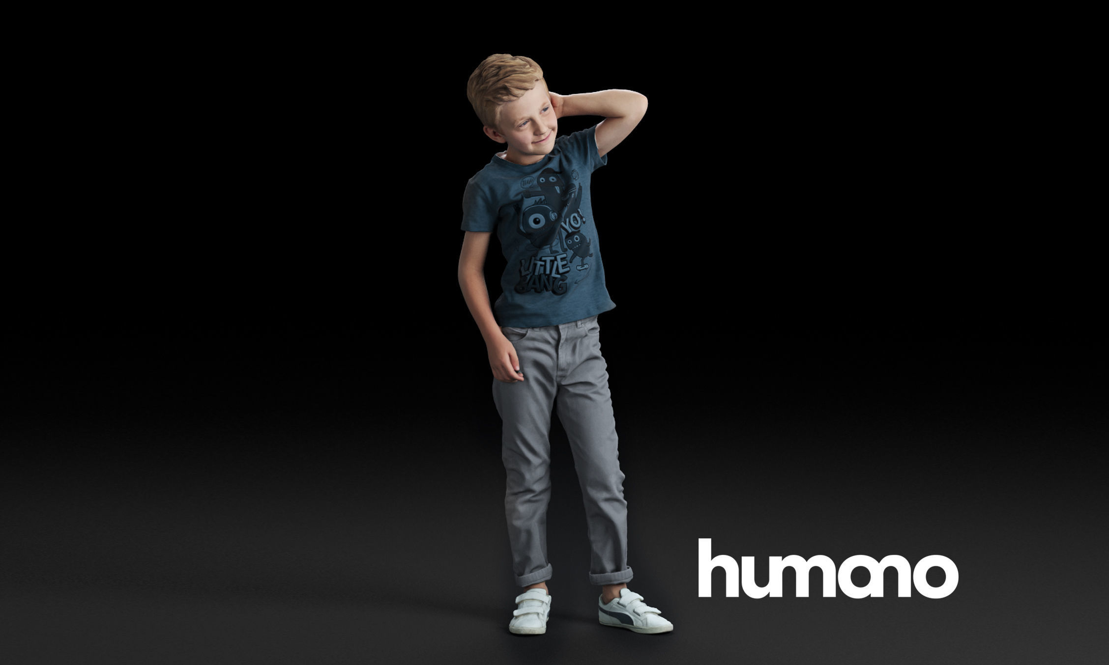 Humano Standing boy with hand behind his head 0505