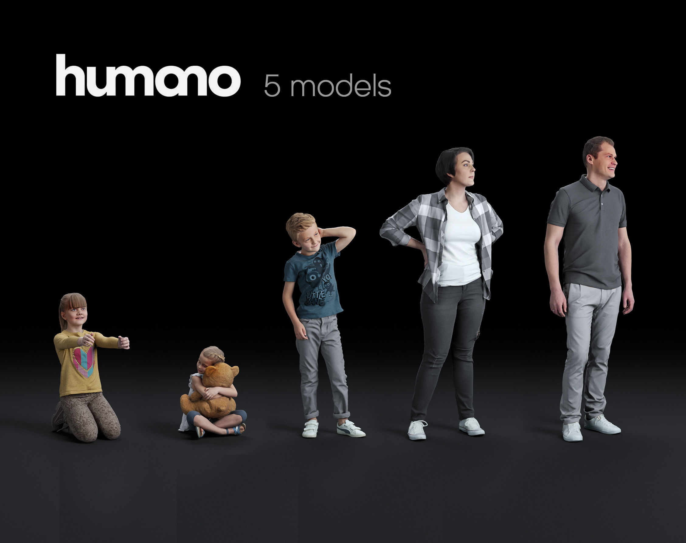 Humano 5-Pack - PEOPLE - CASUAL - HOME - 5x 3d models 05C