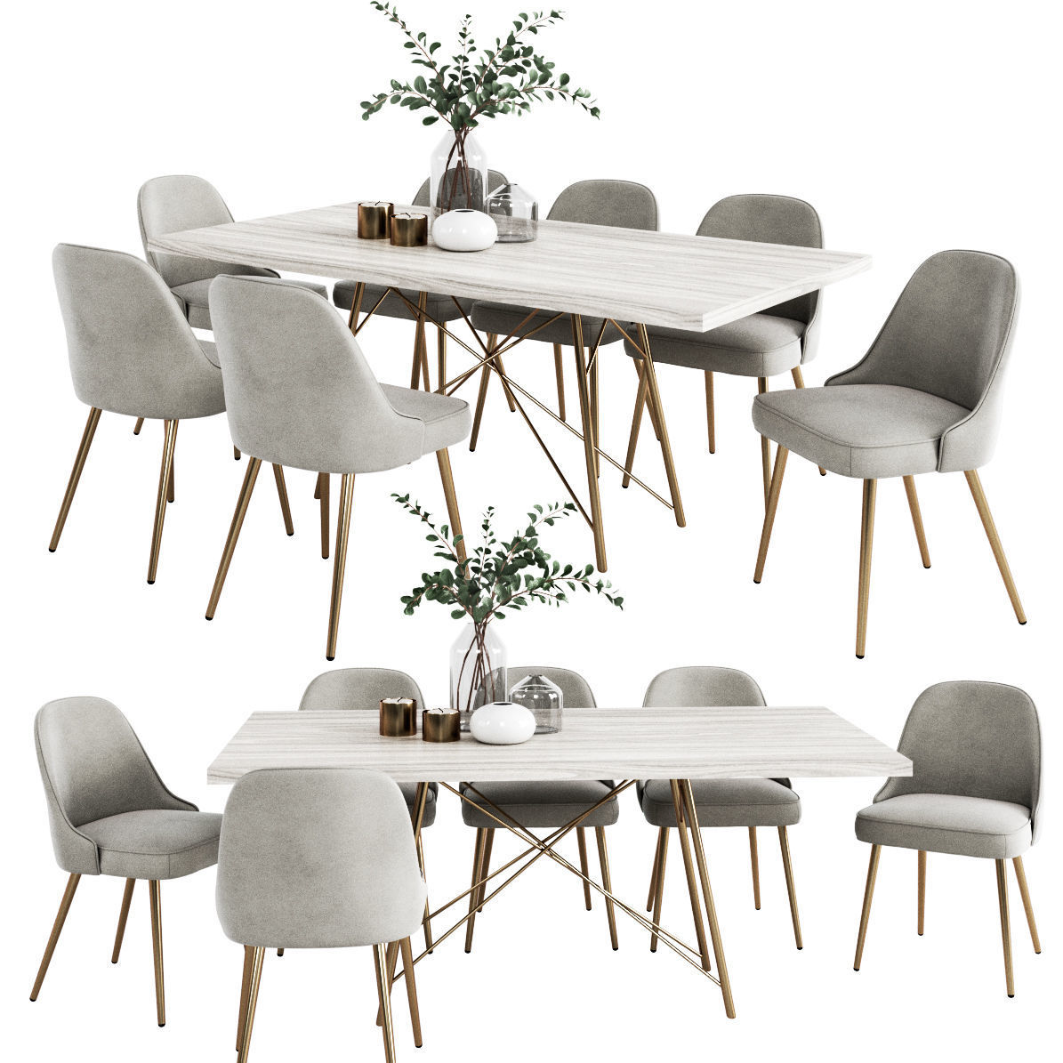 West Elm Dinning Set 3D model | CGTrader