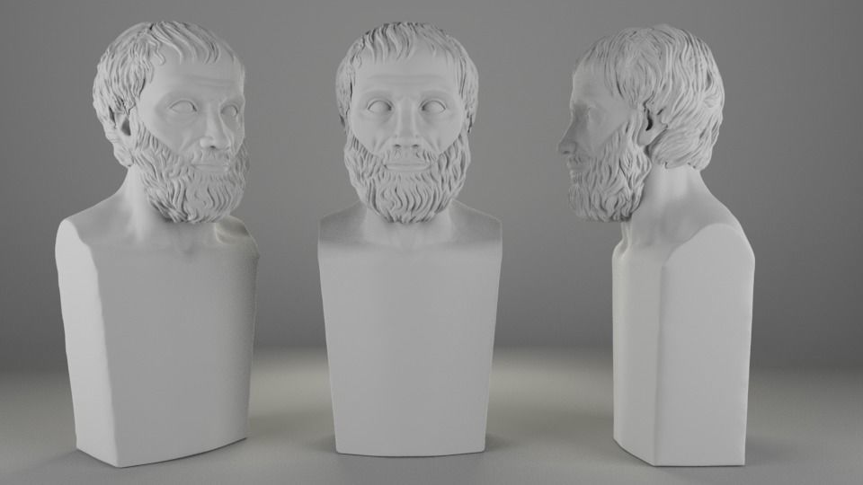 Hipoly ancient Aristotle bust Greek sculpture 3D print model 3D model 3D printable CGTrader