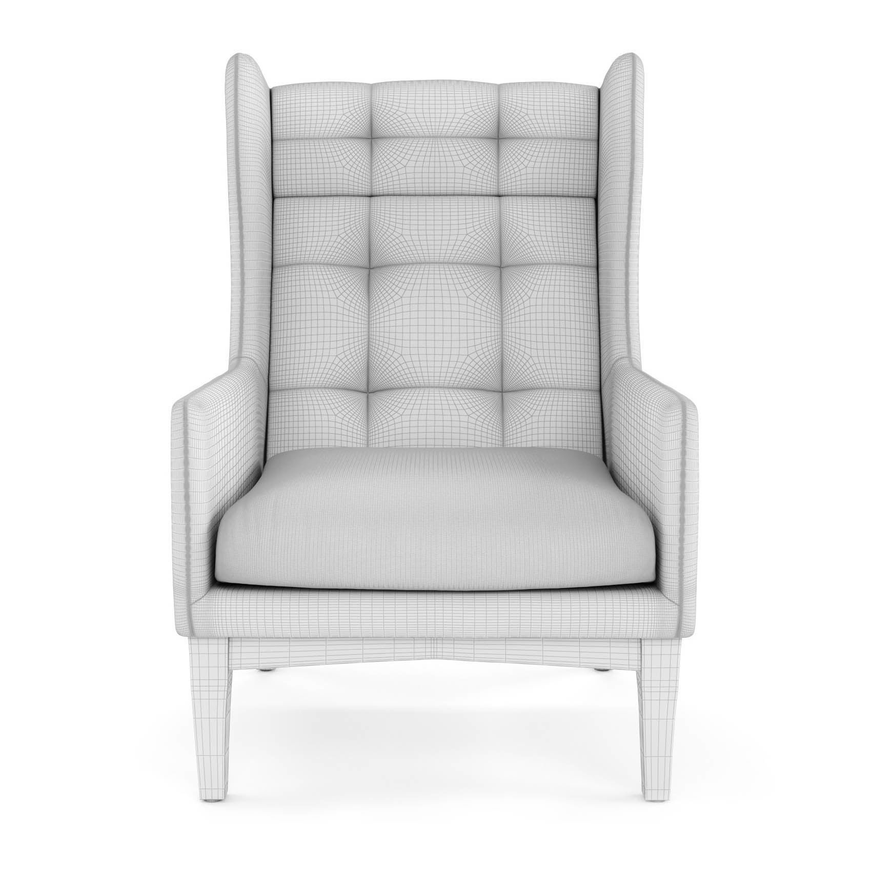 West Elm James Harrison Wing Chair Leather 3D model CGTrader