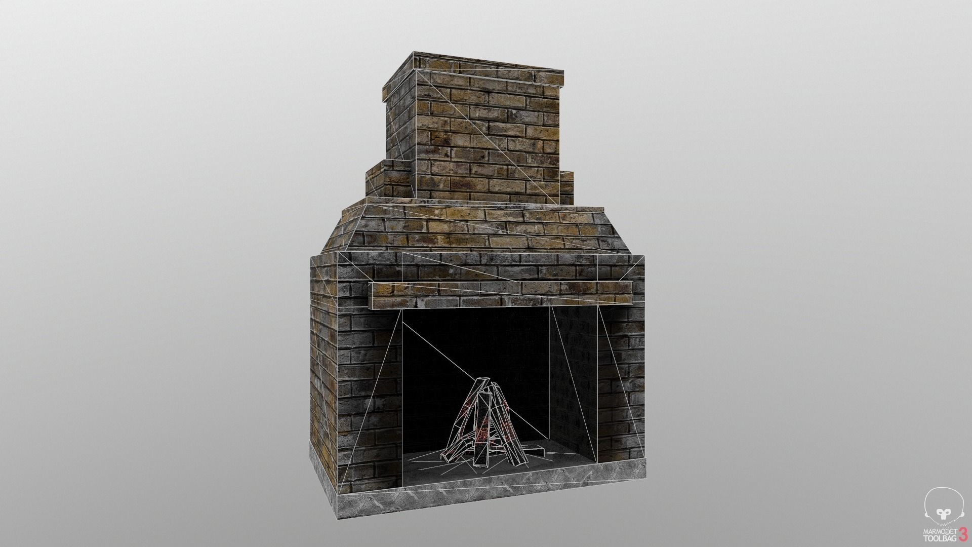 Game ready Old fireplace 3D model Low-Poly Low-poly 3D model