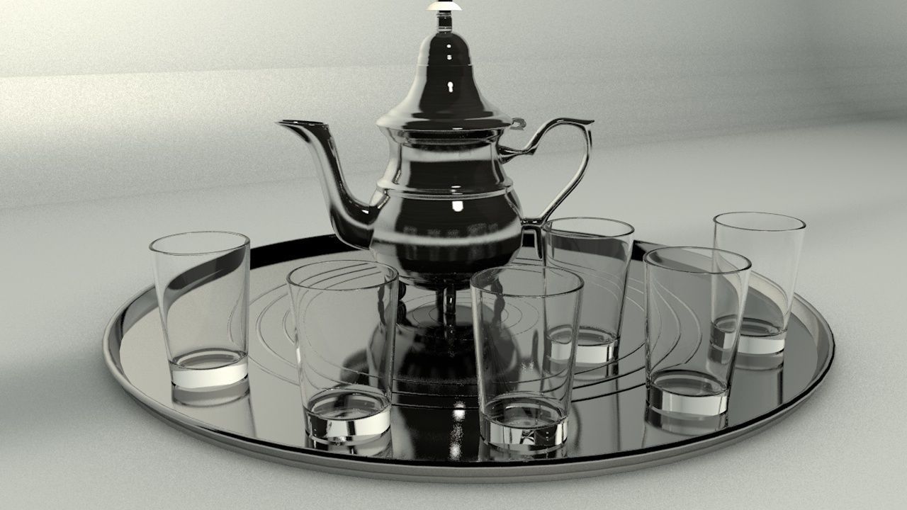 tea pot and glasses  3D model