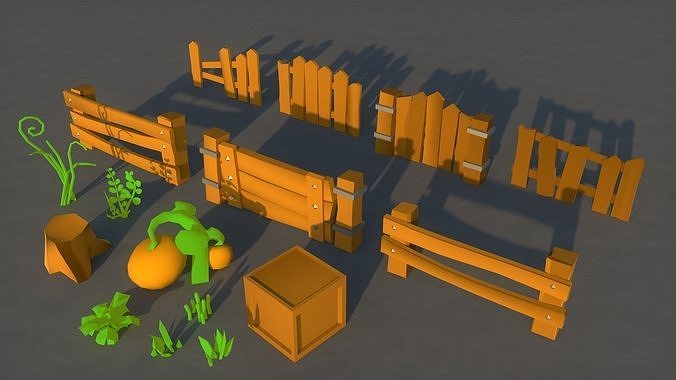 3D model Fence Wood Low Poly VR / AR / low-poly | CGTrader