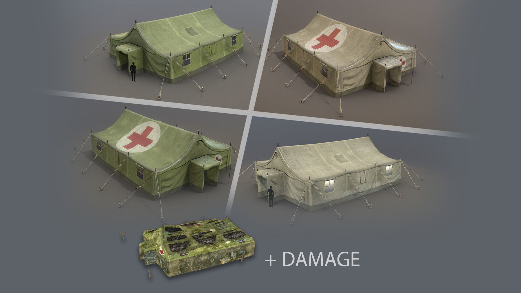 Military Tent 01 FourLiveries with Damage