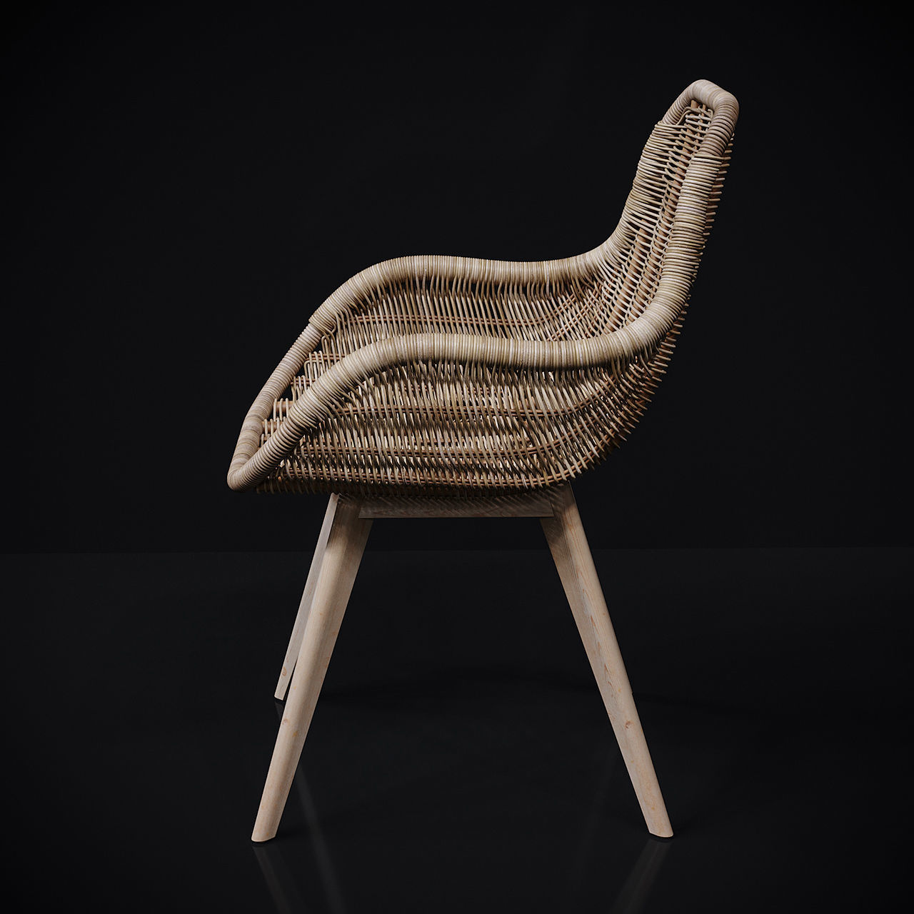 RATTAN DINING CHAIR WITH ARMS 3D model CGTrader