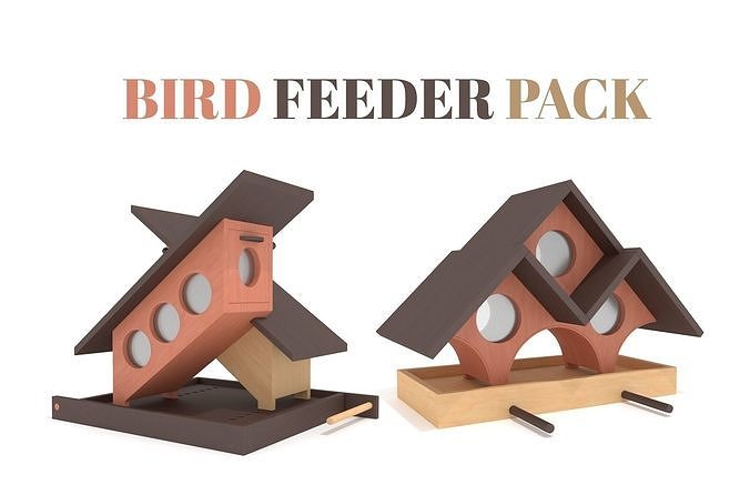 Wooden Bird Feeder Pack 3d Cgtrader