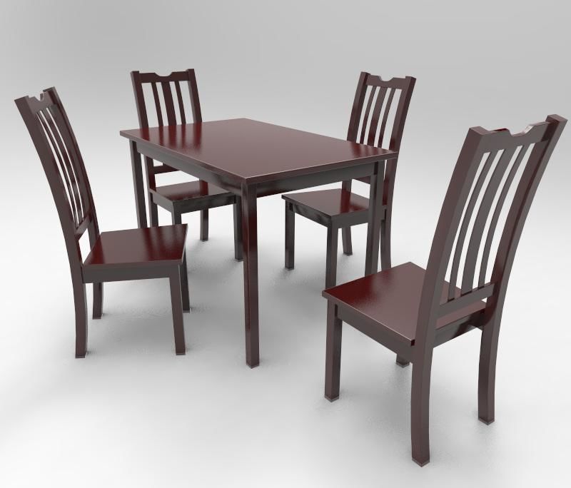 Chairs and Table Low-poly 3D model