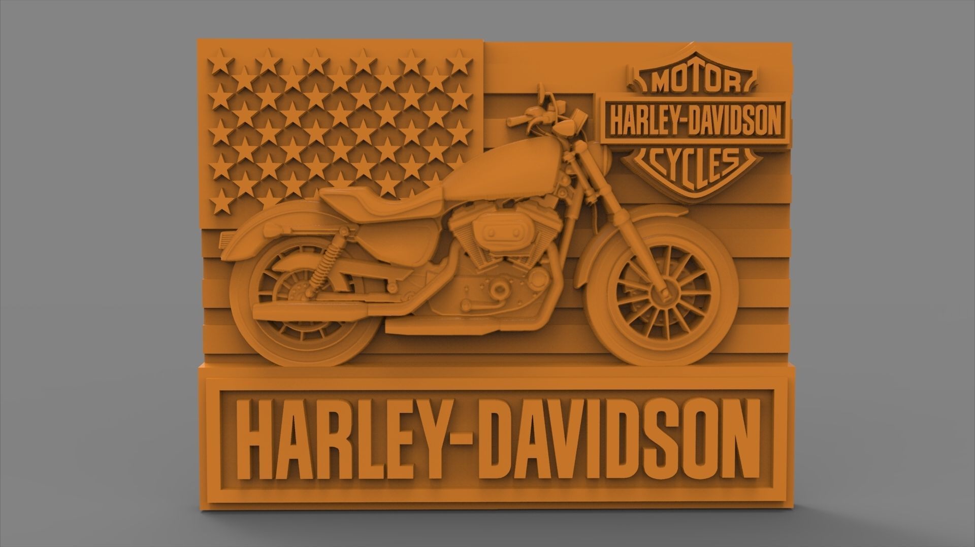Harley Davidson wall 3d stl models for artcam and aspire