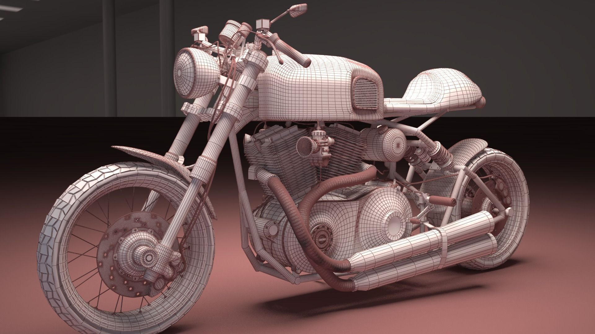 Cafer racer chrome motocycle 3D model | CGTrader