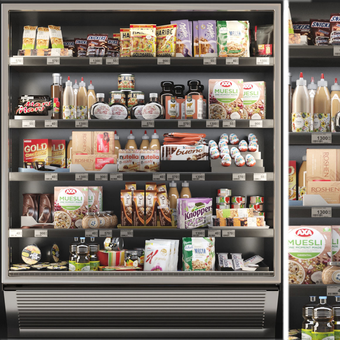 Showcase in a grocery store
