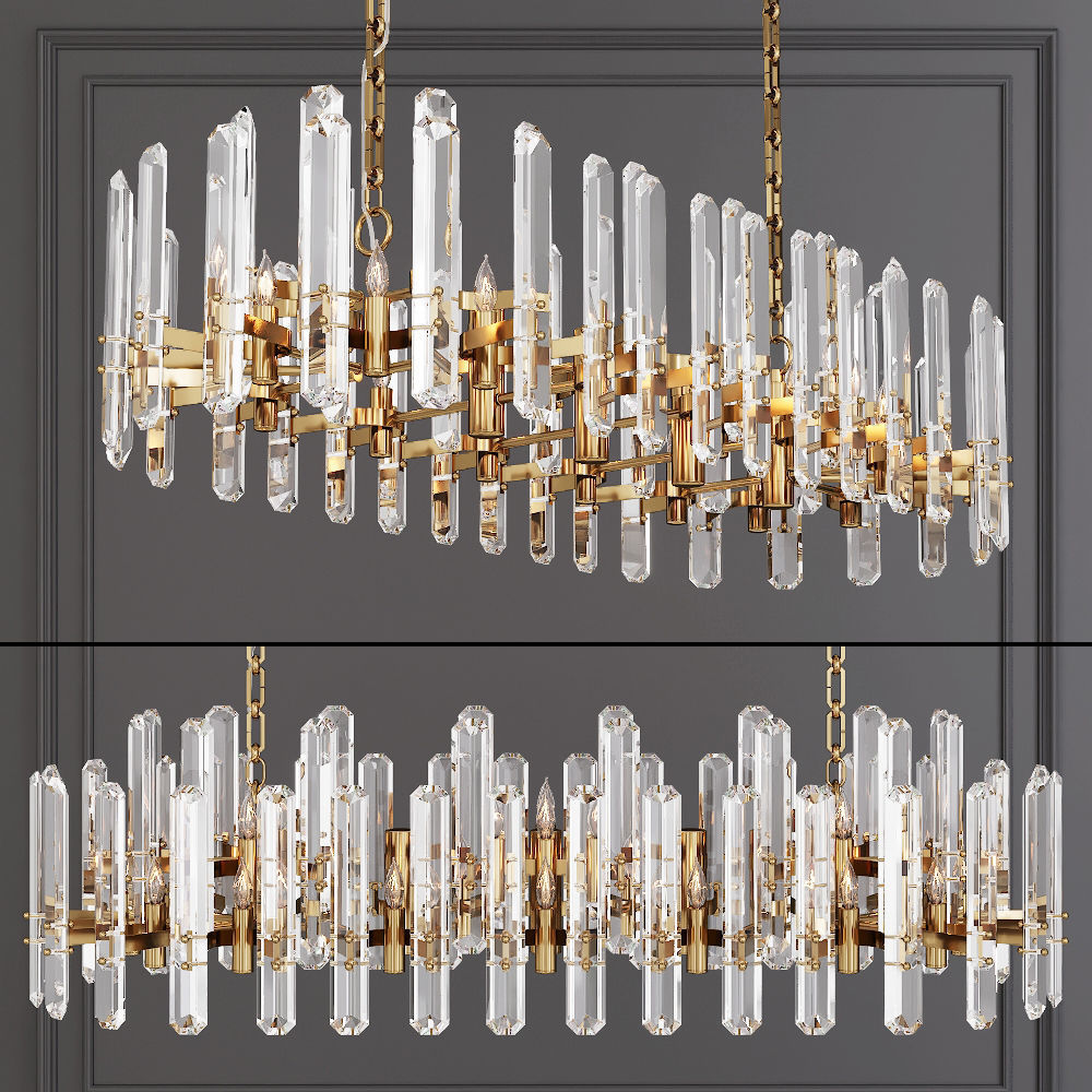 Restoration Hardware BONNINGTON LARGE LINEAR CHANDELIER Brass 3D model