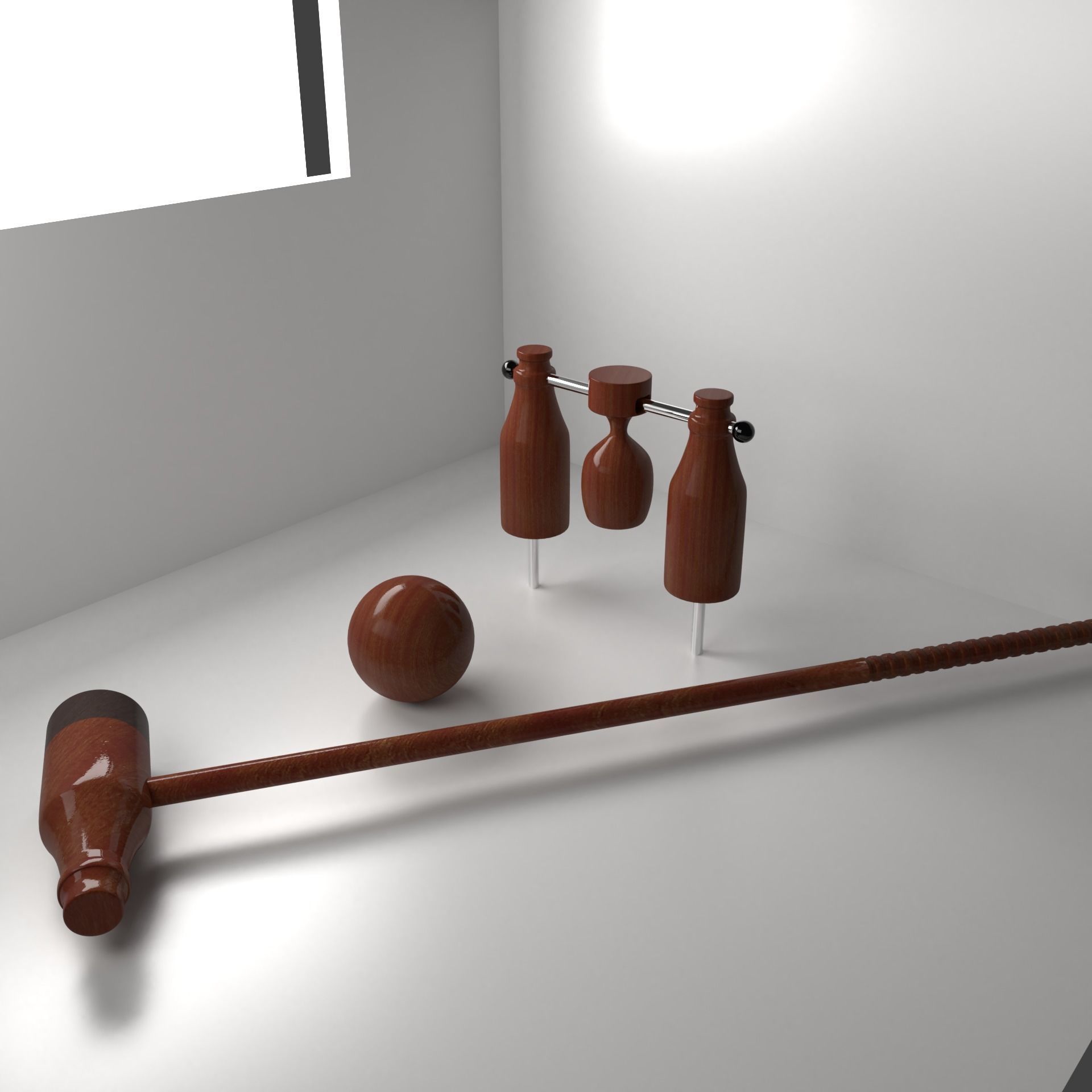 Woodball Equipment Ball Mallet and Gate 3D model CGTrader