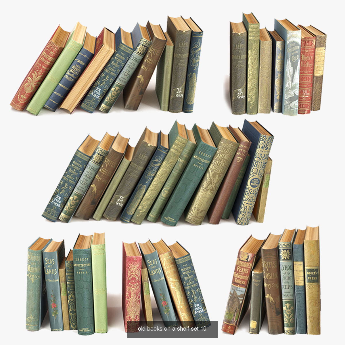 large collection of old books CGTrader