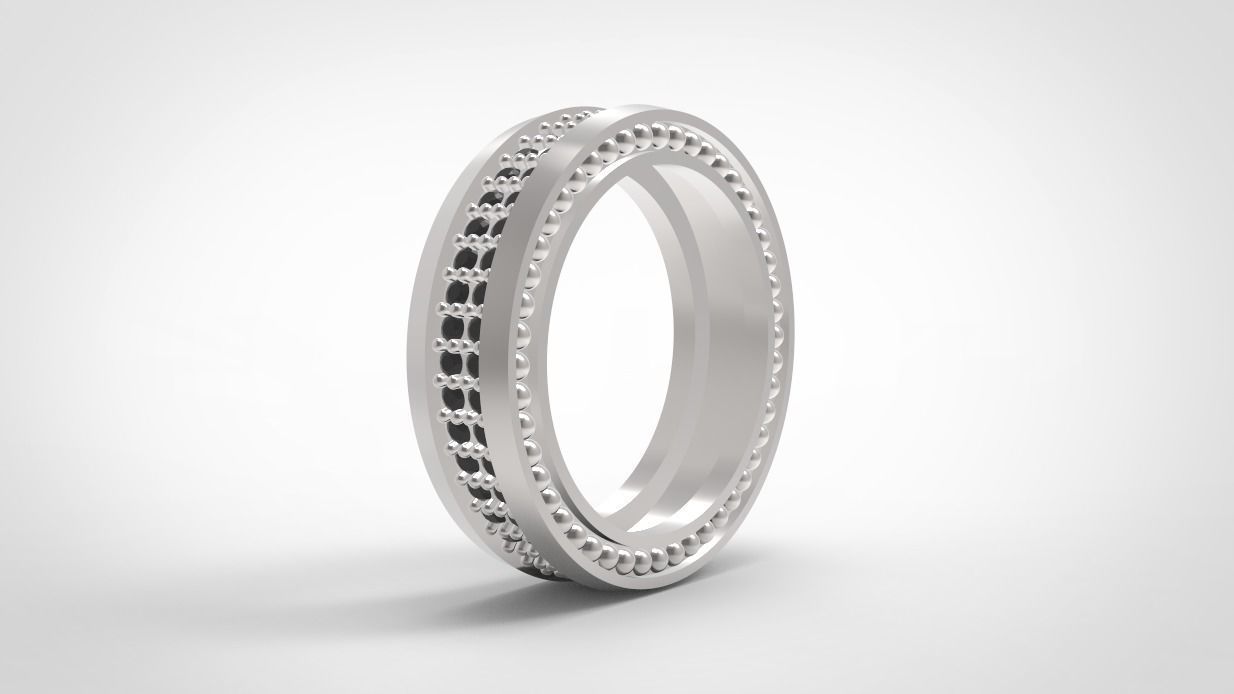 Wedding bands double row with diamonds 3D print model